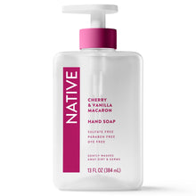 (6 pack) Native Liquid Hand Soap, Cherry & Vanilla Macaron, Non-drying, Naturally Derived Cleansers, Sulfate Free, 13 fl oz