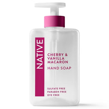 (6 pack) Native Liquid Hand Soap, Cherry & Vanilla Macaron, Non-drying, Naturally Derived Cleansers, Sulfate Free, 13 fl oz