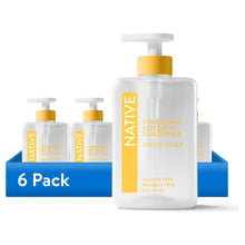 (6 pack) Native Liquid Hand Soap, Sparkling Lemon & Tangerine, Non-drying, Naturally Derived Cleansers, Sulfate Free, 13 fl oz