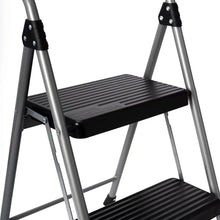 Hyper Tough Gray & Black 2-Step Steel Large Platform & Foldable Step Stool – Holds up to 225 Pounds