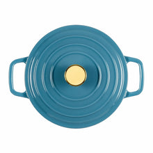 Carote 4.5QT Enamel Cast Iron Dutch Oven,9.5"Round Soup Pot with Lid, Induction Compatible，Blue