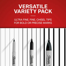 Sharpie Permanent Markers, Multi-Tip Pack, Fine/Ultra Fine/Chisel Tip, Black, 6 Count