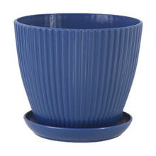 Clearance! Flower Pots Indoor Thicken Planter with Hole and Tray for All House Plants Reliable Plastic Ripple Pattern Flowerpot for Home Garden Housewares, Dark Blue 9*8CM