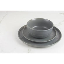 10 Strawberry Street Double Line 16 Piece Stoneware Dinnerware Set, Matte Gray