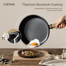 Carote Titanium Nonstick Frying Pan Skillet, 8" Nonstick Fry Pan Without Glass Lid, Induction Compatible, Black