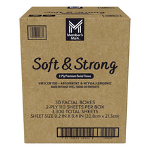 Member's Mark Soft and Strong 2-Ply Facial Tissues 30 boxes., 110 tissuesbox
