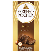 Ferrero Rocher premium chocolate bar, Milk Chocolate with Hazelnut Filling, Perfect Self Treat, 3.1 oz Each