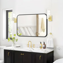 Lumora 28"x20.2" Bathroom Mirror with Round Edge Wall- Mounted Mirror, Black