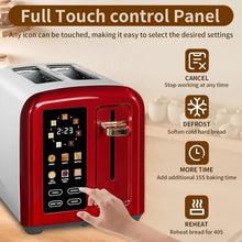SEEDEEM Toaster 2 Slice, Touch Control Stainless Toaster LCD Display, 50% Faster Heating Speed, 1.4'' Wide Slots, More Timer Functions, Removable Crumb Tray, 1350W, Dark Metallic