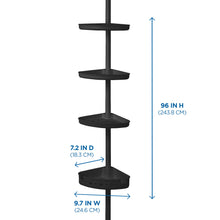 Mainstays 4-Tier Black Tension Pole Shower Caddy Organizer