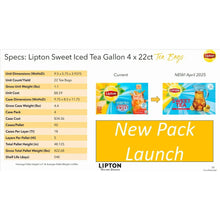 Lipton Family Sized Iced Sweet Black Tea, Caffeinated, Tea Bags 22 Count Box