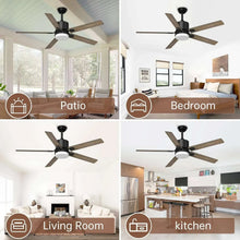 SKEVEN 52 ''Ceiling Fan with Light and Remote, Ceiling Fan 6-Speed Reversible DC Motor, Suitable for Outdoor Terraces, Bedrooms