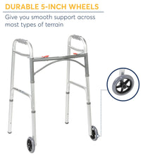 Drive Medical Deluxe Two Button Folding Walker with Wheels