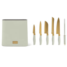 Thyme & Table 7-Piece Knife Block Set, Mint Green