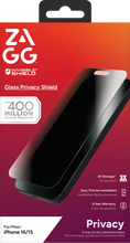 ZAGG InvisibleShield – Apple iPhone 16 & iPhone 15 Glass Shield Privacy Screen Protector, Easy Installation with Precise Install Tray, 3x Stronger Glass, Impact & Scratch Protection