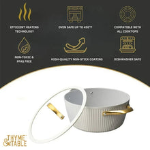 Thyme & Table 5.5 QT Non-Stick Signature Ribbed Dutch Oven - White & Gold