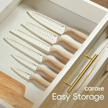 Carote 12Pcs Kitchen Knife Set with Blade Guards, White Granite Ceramic Knife, Stainless Steel
