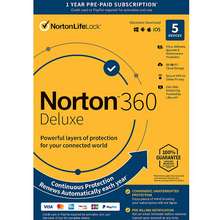 Norton 360 Deluxe, 5 Devices, 1-Year Subscription with Auto Renewal