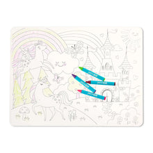 Pen+Gear Washable Fairytale Coloring Placemat Kit with 4 Crayons, Black and White