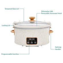 The Pioneer Woman 6 QT Slow Cooker, Locking Lid, Digital, Linen Specile, Model PW8400778514-5