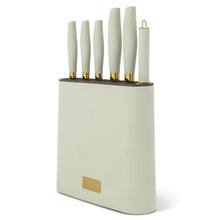Thyme & Table 7-Piece Knife Block Set, Mint Green