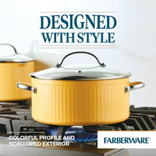 Farberware Style 10 Pcs Nonstick Cookware Set with Cooking Tools, Dishwasher Safe and Oven Safe to 500°F, Yellow
