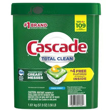 Cápsulas de detergente para lavavajillas Cascade Total Clean Actionpacs, aroma fresco (105 unidades).