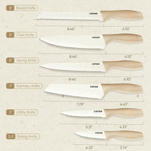 Carote 12Pcs Kitchen Knife Set with Blade Guards, White Granite Ceramic Knife, Stainless Steel