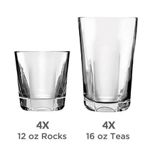Mainstays Leila Glass Drinkware, 12 Ounce & 16 Ounce, Set of 8