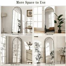 SEETHRUGLIMMER 64"x21.2" Arched Full Length Mirror Wall-Mounted Floor Mirror with Stand, Black