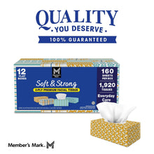 Member’s Mark Soft & Strong 2-Ply Premium Facial Tissues 12 Flat Boxes, 160 tissues/box