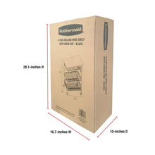 Rubbermaid 3-Tier Heavy Duty Black Rolling Utility Cart with Solid Wood Top, 300lb Capacity