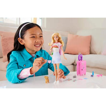 Barbie Doll and Accessories, 'Malibu' Travel Set with Puppy & Working Suitcase, 10+ Pieces