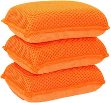 Miracle Microfiber Kitchen Sponge by Scrub-It - Non-Scratch Heavy Duty Dishwashing Cleaning sponges- Machine Washable- (Orange)