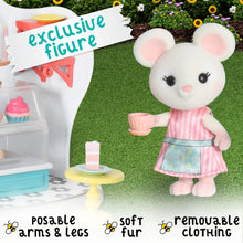 Honey Bee Acres Bees Teas Pastry Shop – 35 Piece Miniature Bakery Dollhouse with Cupcakes, Tea Cups & Exclusive Mouse Figure – Kids Ages 3+
