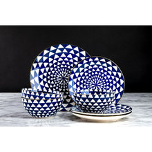 Thyme & Table Medallion 12-Piece Ceramic Dinnerware Set Blue