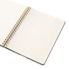 Papier To Go, College Ruled, Lined Notebook, Spiral, Hardcover, B5 Size - 7.1x 10", Stripe and Floral Print - Ric Rac, Blue
