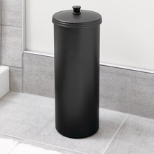 iDesign Toilet Paper Canister with Lid, Storage for 3 Rolls, 6.3'' x 15.5'', Matte Black