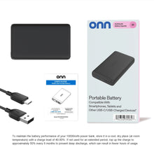 onn 10,000 mAh Dual USB-C/USB-A Port Portable Battery, Black