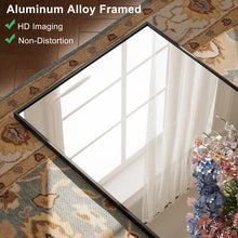 Easy4Home 48"x14" Full Length Door Mirror Wall Mounted Hanging Mirror with Metal Frame, Black