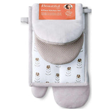Beautiful Home by Drew Barrymore 4-Piece Oven Mitt, Pot Holder, Mini Mitt Set, Brown