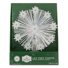 9-Point White Tinsel Star LED Christmas Tree Topper, 7", by Holiday Time