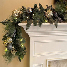 9' Pre-lit LED with Twinkle Artificial Decorated Garland, Metallic