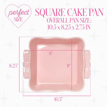 Paris Hilton Ceramic Square Baking & Casserole Dish, 8 x 8 x 2.75 in, Oven Safe to 450°F, Dishwasher & Microwave Safe, Pink with Bow Handles