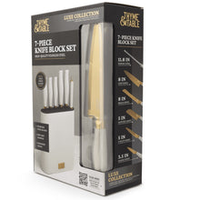 Thyme & Table 7-Piece Knife Block Set, Mint Green