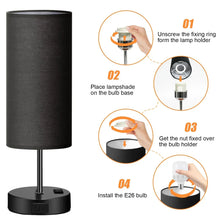 Table Lamps for Bedroom, 3 Way Dimmable Touch Control Bedside Lamp with USB C+A Fast Charging Ports, Nightstand Lamp for Office, Living Room, Reading(E26 Light Bulb Included)