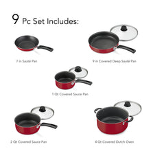 Tramontina Non-Stick Red Cookware Set, 9 Piece