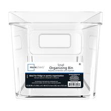 Mainstays Small Clear Plastic Pantry Organizer Bin with Built-In Handles, Kitchen Storage Container for Pantry, Cabinet, Fridge and Shelf Organization, 12" x 4.5" x 4"