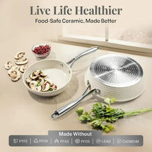 Gotham Steel Hammered 10 Inch Non Stick Frying Pans with Lid Dishwasher Safe – Cream