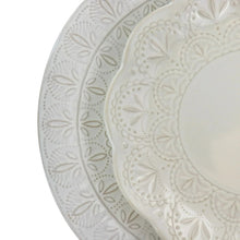 Elama White Lace 16 Piece Luxurious Stoneware Dinnerware with Complete Setting for 4